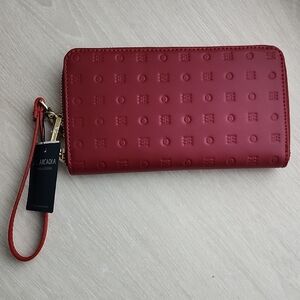 Arcadia Embossed Red Wristlet Wallet